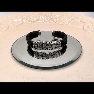 Joseph Esposito sterling silver and braided black leather bracelet